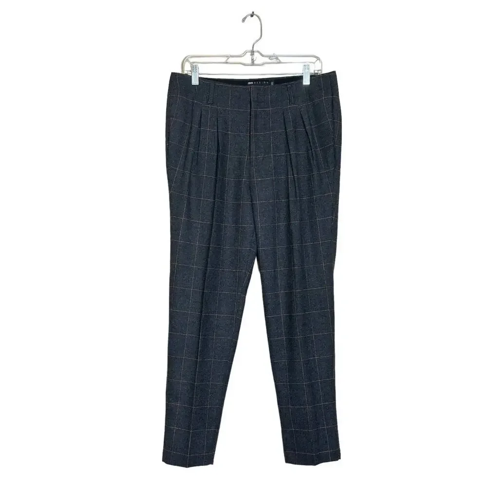 Asos Design men gray plaid pleated pants size waist 32